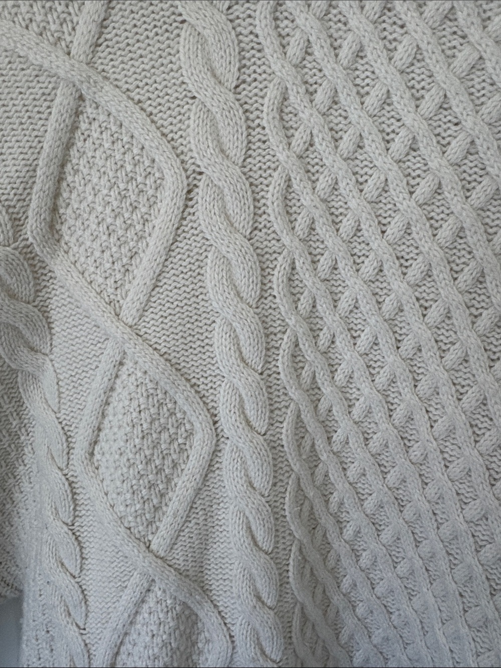 Sunday Best Cream Cable Knit Crewneck Sweater - Picture 3 of 4